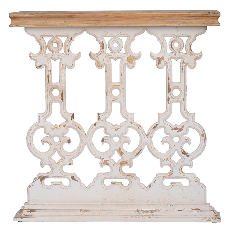 Artekko Alcott Κονσόλα Σκαλιστή Ξύλο Ελάτης MDF Καφέ Λευκή Πατίνα (81x30x82)cm Artekko 44014