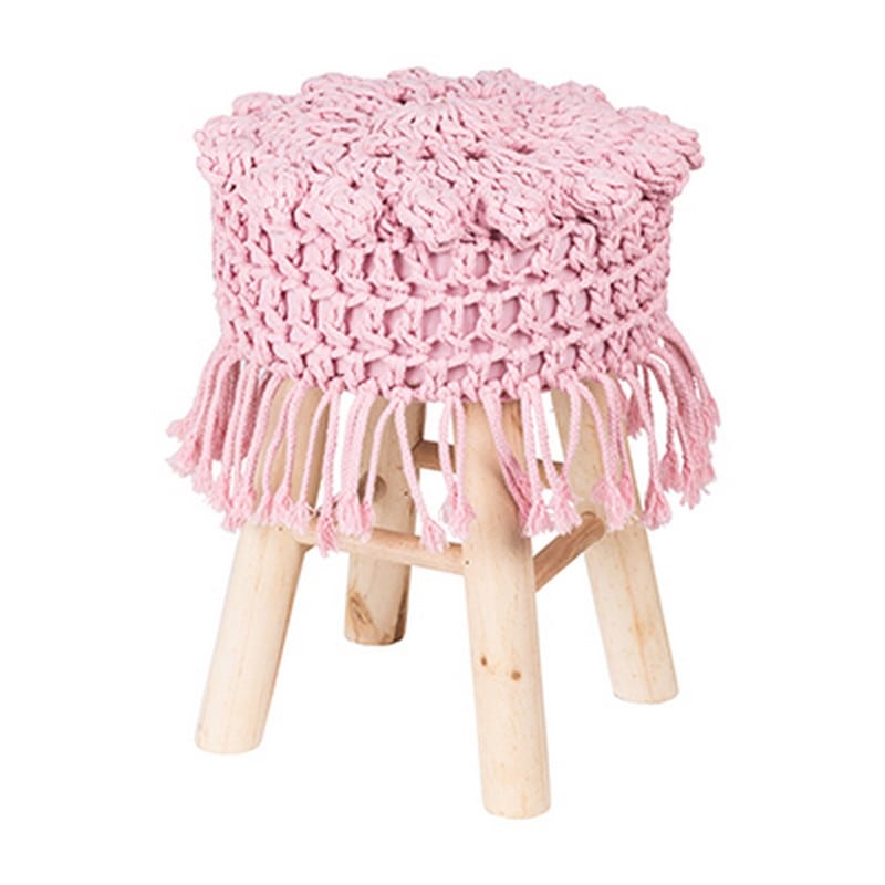 Artekko Drugrao Σκαμπώ Βοηθητικό με Χειροποίητο Κάλυμμα (28x28x40)cm Artekko 44204-PINK