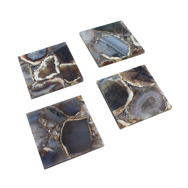 Artekko Agate Σουβέρ από Μαύρο Αχάτη (10x10x1.1)cm 4pcs Artekko 44887-BLAC