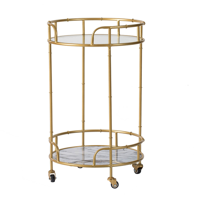Artekko Coashoc Τρόλεϊ 2 Επίπεδων Χρυσό Γυαλί/Μέταλλο (50x50x82.5)cm Artekko 44956
