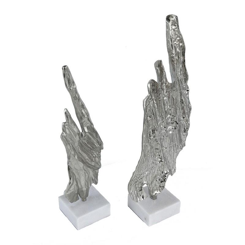 Artekko Statuaries Γλυπτό από Αλουμίνιο/Μάρμαρο Λευκό/Ασημί Σετ/2 (28x28x3)cm Artekko 45903-2 Artekko Statuaries Γλυπτό από Αλουμίνιο/Μάρμαρο Λευκό/Ασημί Σετ/2 (28x28x3)cm Artekko 45903-2