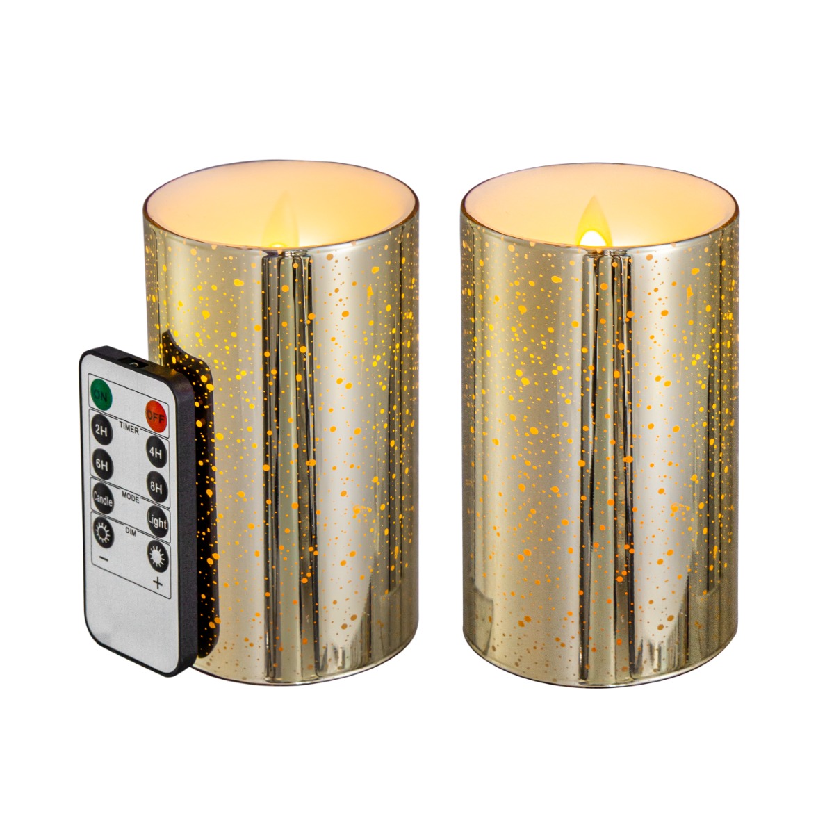 Artekko Flame Χρυσά Γυάλινα Κεριά Led με Τηλεχειριστήριο (7.6x7.6x12.7)cm 2pcs Artekko 480299