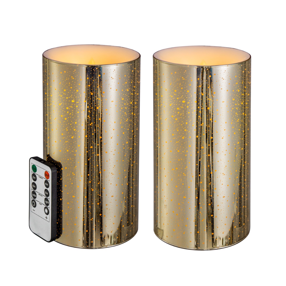 Artekko Flame Χρυσά Γυάλινα Κεριά Led με Τηλεχειριστήριο (10.2x10.2x20.3)cm 2pcs Artekko 480301