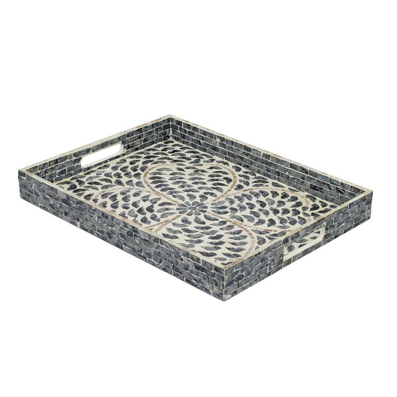 Artekko Ivory Διακοσμητικός Δίσκος MDF Capiz Ασπρόμαυρο (45x35x5)cm Artekko 48752-BLAC Artekko Ivory Διακοσμητικός Δίσκος MDF Capiz Ασπρόμαυρο (45x35x5)cm Artekko 48752-BLAC