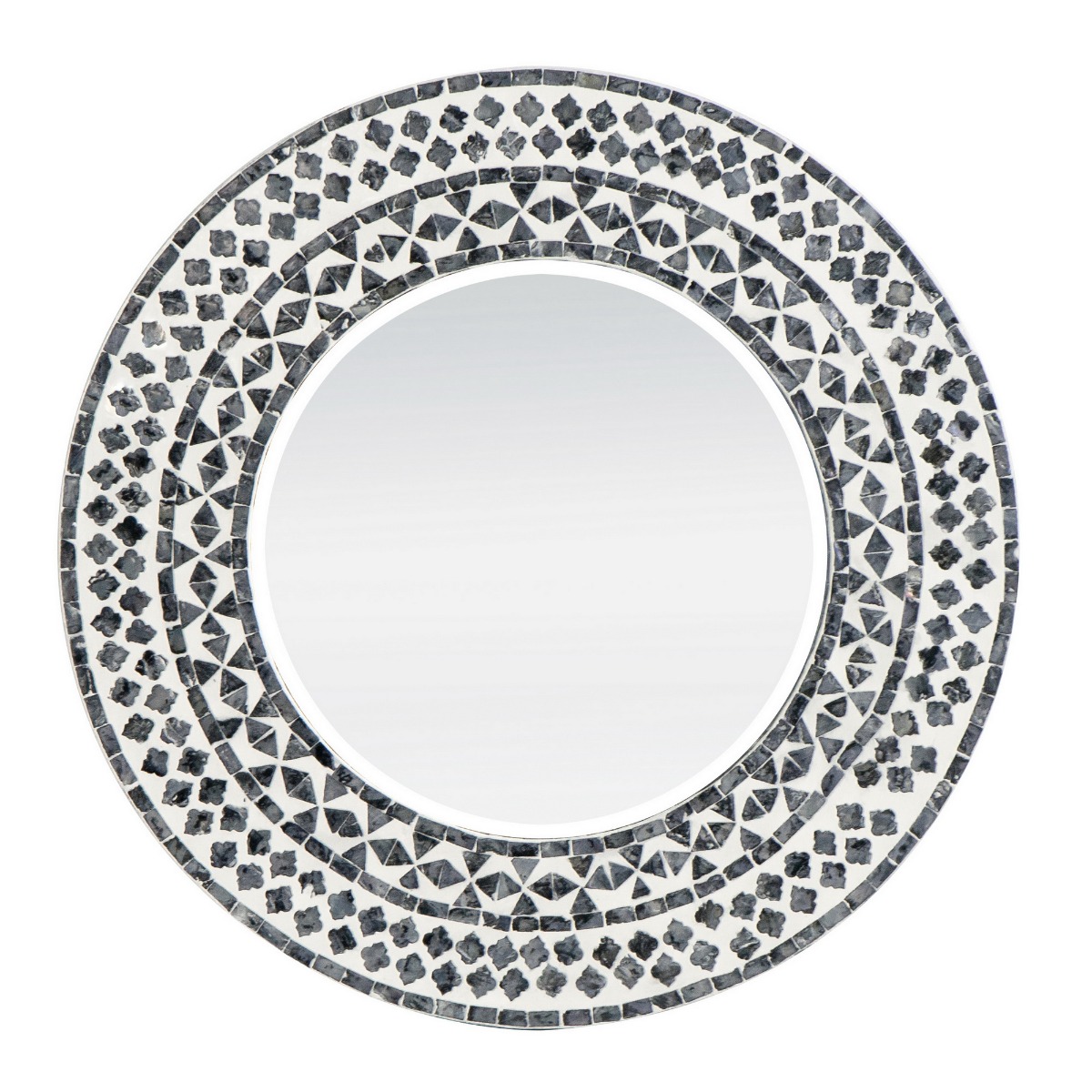 Artekko Ivory Ασπρόμαυρος Καθρέπτης Τοίχου από MDF και Capiz (61x2x61)cm Artekko 48757