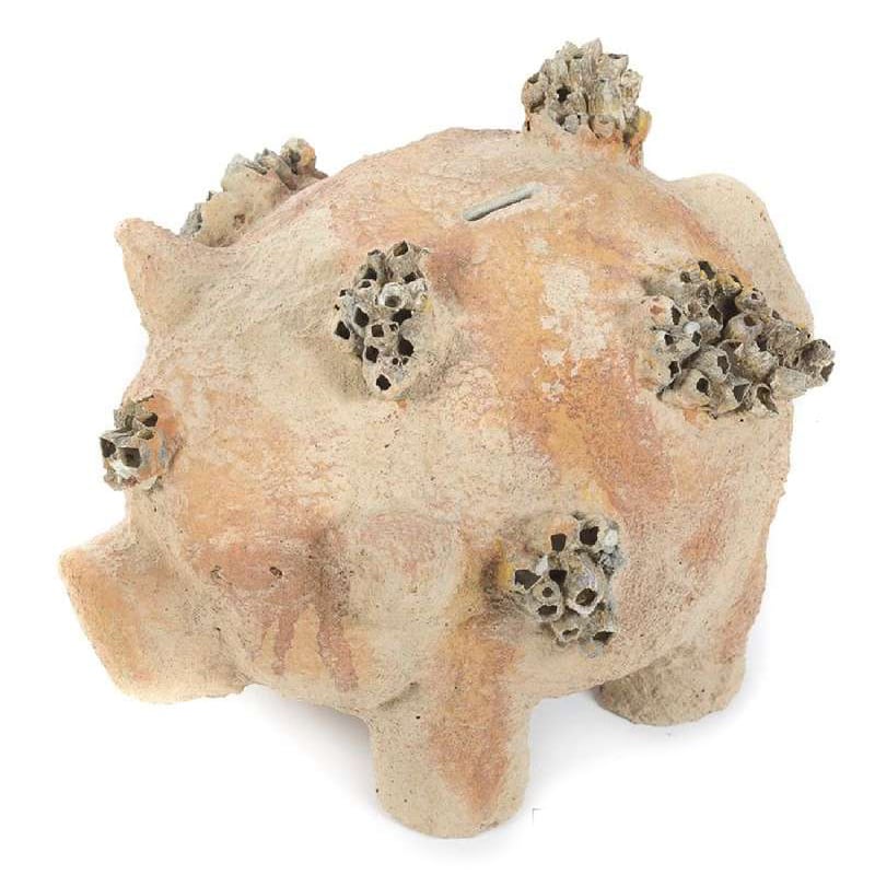 Artekko Braatrunt Γλυπτό Κουμπαράς Τερακότα Εκρού (25x20x18)cm Artekko 5-0003