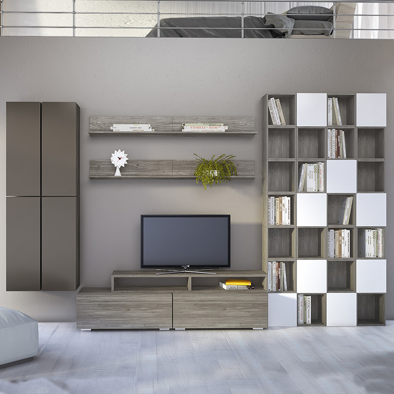Σύνθεση σαλονιού “SMART 7” σε χρώμα σταχτί-λευκό 500-00153