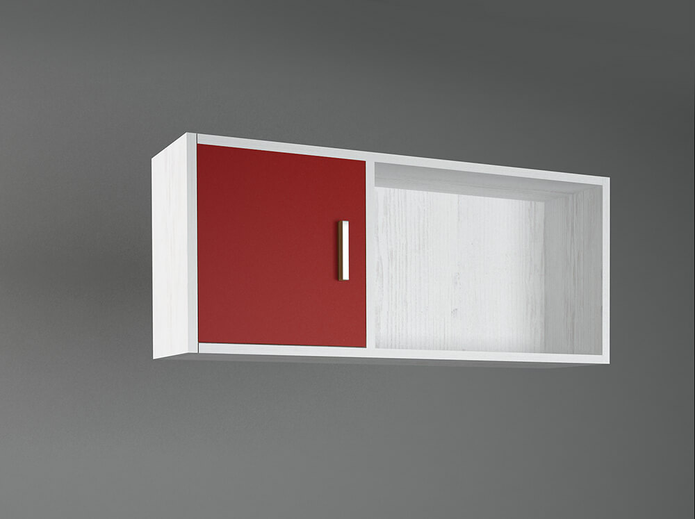 Intrahome Βιβλιοθήκη τοίχου κρεμαστή σε χρώμα λευκό ρουστίκ-κόκκινο 100x30x43 Intrahomesa-00652257