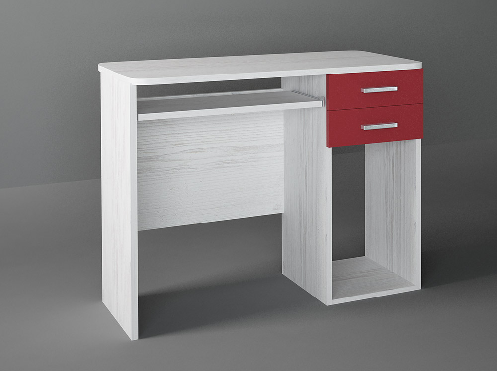 Intrahome Γραφείο εργασίας σε χρώμα λευκό ρουστικ-κόκκινο 100x55x80 Intrahomesa-00652242