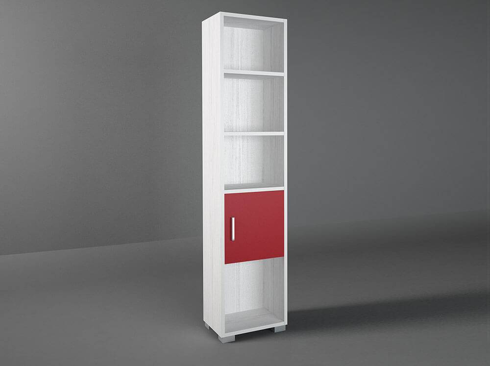 Intrahome Βιβλιοθήκη παιδική σε χρώμα λευκό ρουστίκ-κόκκινο 40x30x180 Intrahomesa-00652235