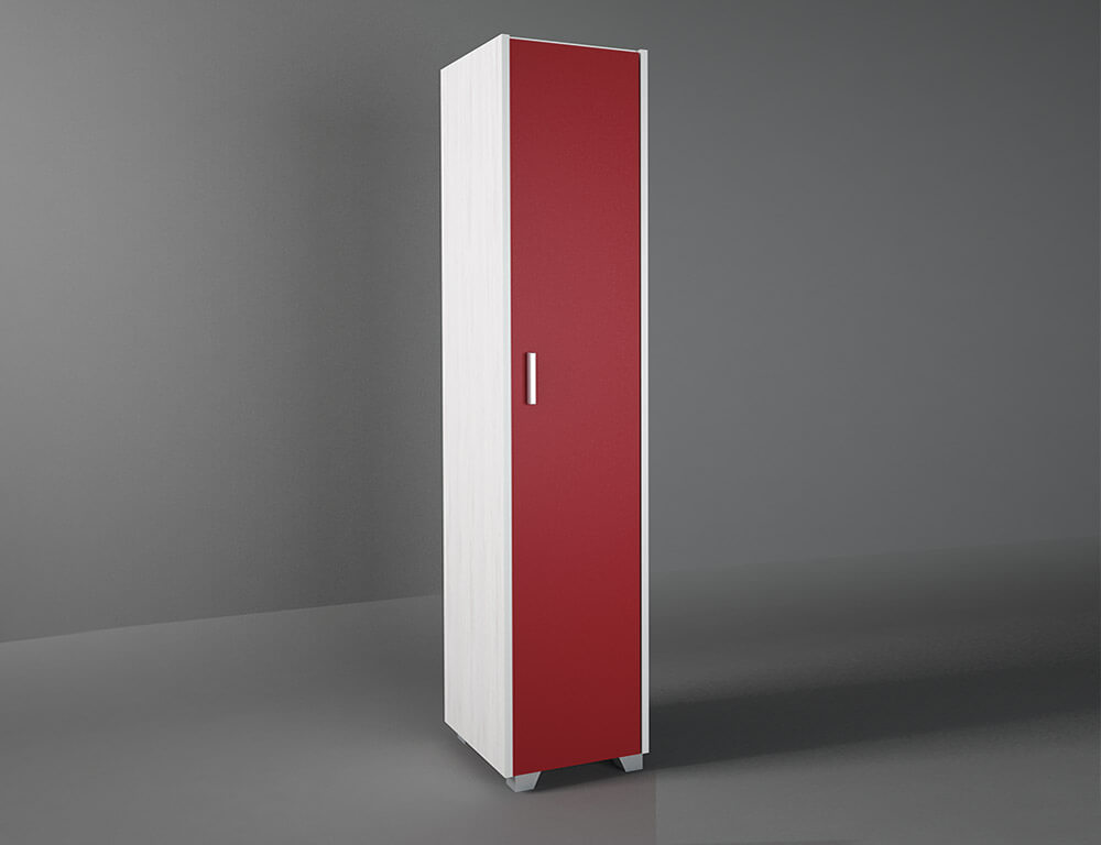 Intrahome Ντουλάπα παιδική μονόφυλλη σε χρώμα λευκό ρουστίκ-κόκκινο 48x50x180 Intrahomesa-00652225