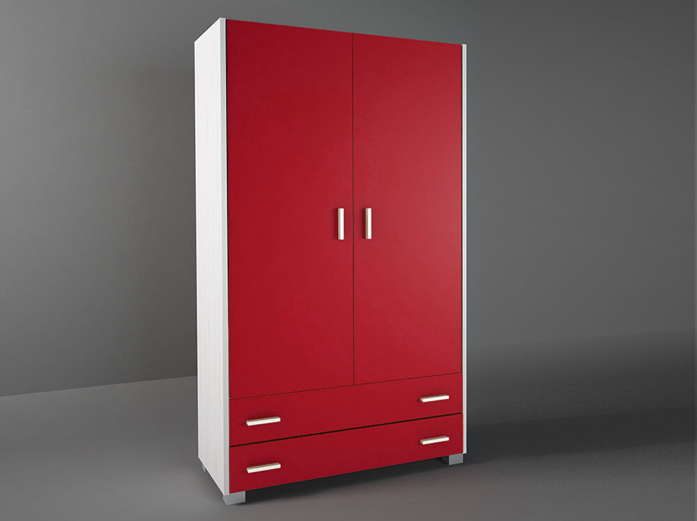 Intrahome Ντουλάπα παιδική δίφυλλη σε χρώμα λευκό ρουστίκ-κόκκινο 105x50x180 Intrahomesa-00652197