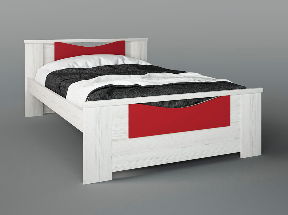 Intrahome Παιδικό κρεβάτι "ΧΑΜΟΓΕΛΟ" ημίδιπλο σε χρώμα λευκό ρουστίκ-κόκκινο 110x190 Intrahomesa-00652175