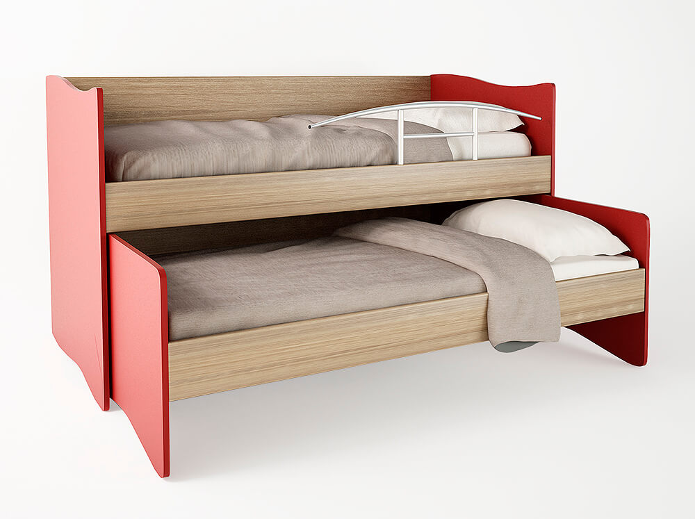 Intrahome Κουκέτα χαμηλή σε χρώμα δρυς-κόκκινο 90x200-90x190 Intrahomesa-00652166