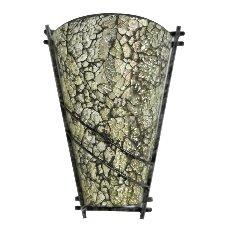 Artekko Crackle Color Γυάλινο Κρακελέ Ασημί Φωτιστικό Τοίχου Απλίκα E14 σε Μεταλλική Βάση (22x12x30)cm Artekko 510-1056