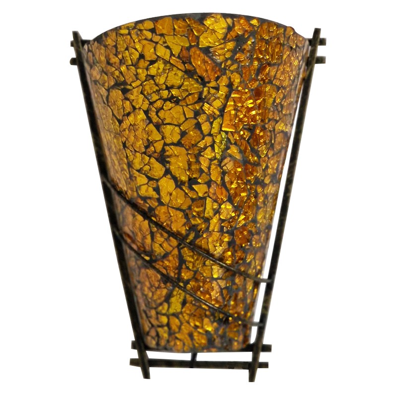 Artekko Crackle Color Γυάλινο Κρακελέ Χρυσό Φωτιστικό Τοίχου Απλίκα E14 σε Μεταλλική Βάση (22x12x30) Artekko 510-1057