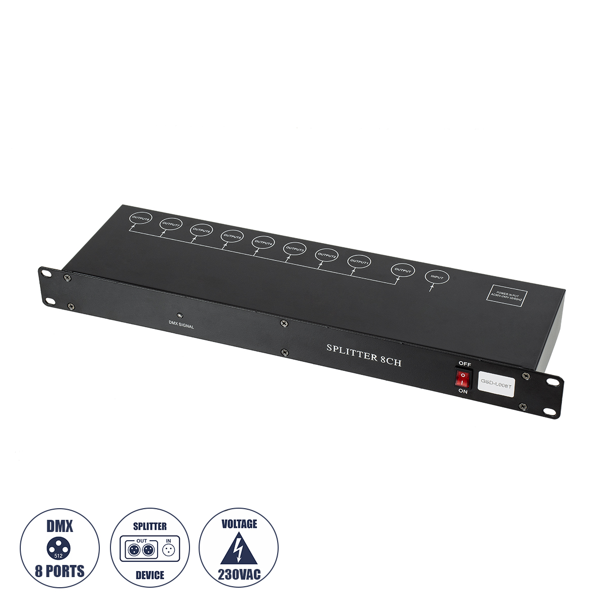51178 GloboStar® SPLITTER 51178 Διακλαδωτής & Ενισχυτής Σήματος DMX 8 Καναλιών – Rack Mount – AC 220-240V IP20 – Μ48 x Π17 x Υ4.5cm – 2 Χρόνια Εγγύηση 51178 GloboStar® SPLITTER 51178 Διακλαδωτής & Ενισχυτής Σήματος DMX 8 Καναλιών – Rack Mount – AC 220-240V IP20 – Μ48 x Π17 x Υ4.5cm – 2 Χρόνια Εγγύηση