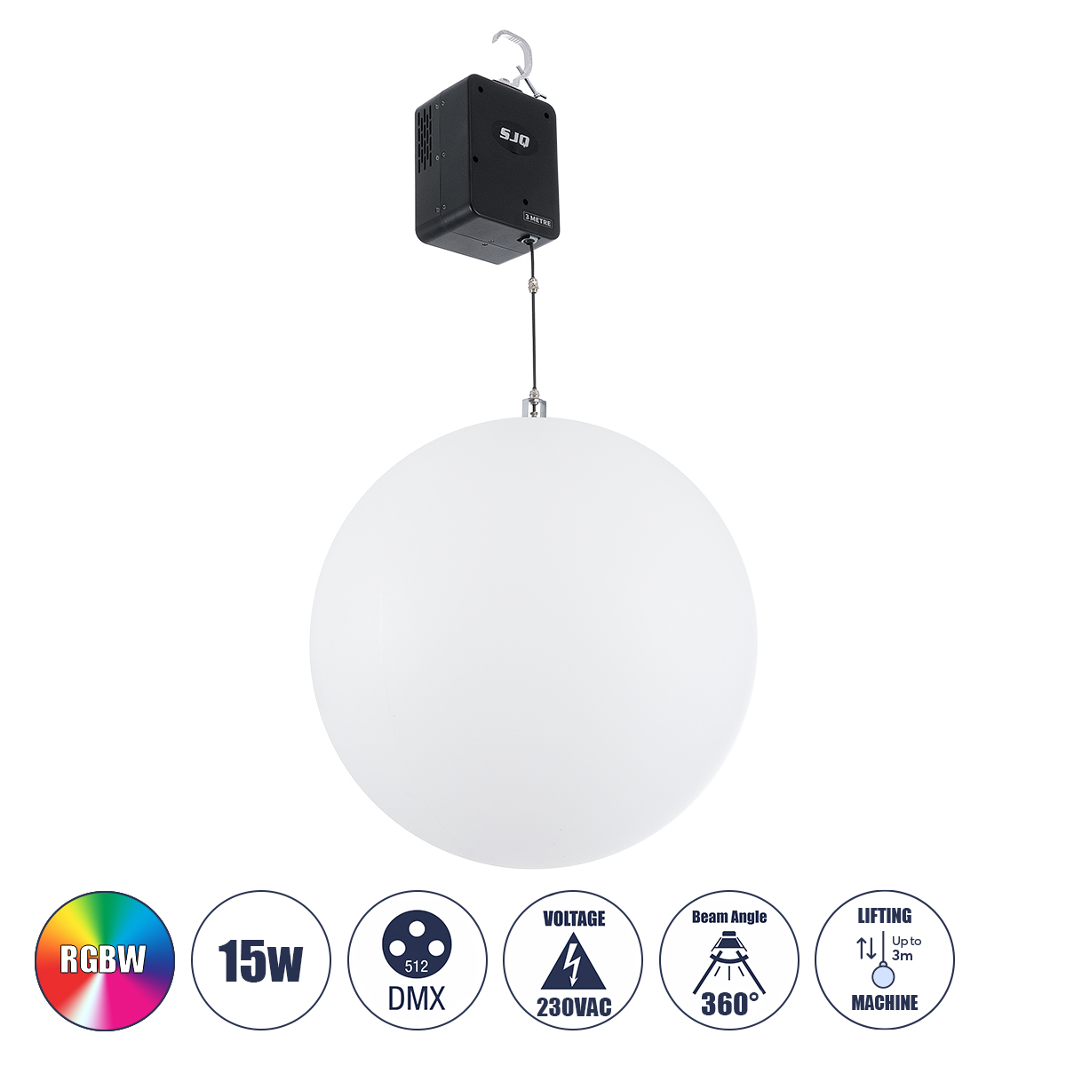 51203 GloboStar® 51203 LIFT BALL Επαγγελματικό Φωτιστικό Ειδικών Εφέ Φ60cm KINETIC BALL Light CREE LED 4in1 15W – 15 x 1W LED SMD Chips RGBW – Μέγιστο Μήκος Ανύψωσης 3.5 Μέτρα – AC 220V-240V DMX512 Display on Body – Μαύρο – Μ17 x Π13 x Υ26cm – 2 Χρόνια Ε 51203 GloboStar® 51203 LIFT BALL Επαγγελματικό Φωτιστικό Ειδικών Εφέ Φ60cm KINETIC BALL Light CREE LED 4in1 15W – 15 x 1W LED SMD Chips RGBW – Μέγιστο Μήκος Ανύψωσης 3.5 Μέτρα – AC 220V-240V DMX512 Display on Body – Μαύρο – Μ17 x Π13 x Υ26cm – 2 Χρόνια Ε