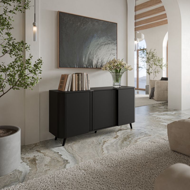 VOLARE chest of drawers 150 (3D) black mat/ black mat DIOMMI-60-32495 VOLARE chest of drawers 150 (3D) black mat/ black mat DIOMMI-60-32495