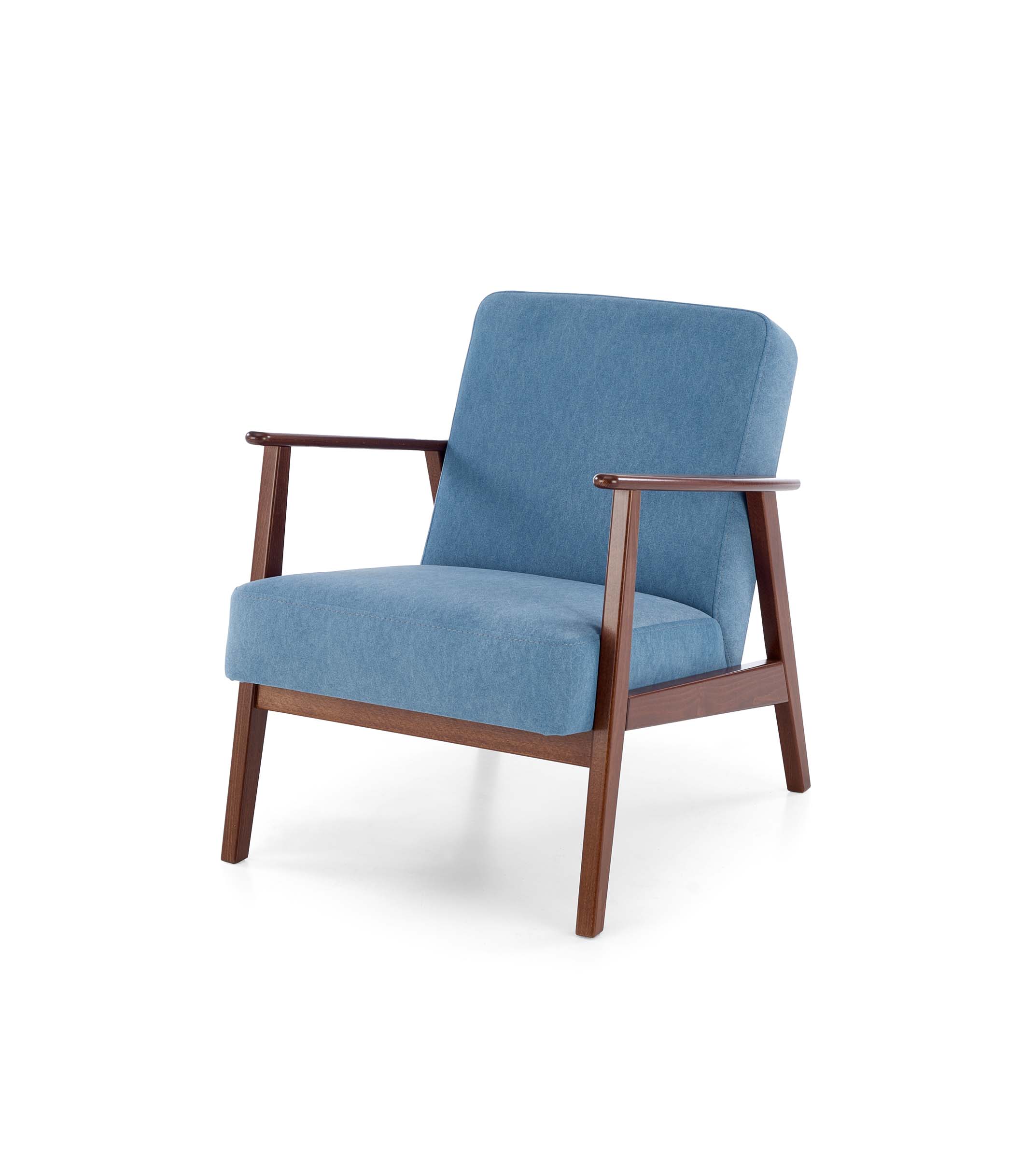 MILANO 1S, leisure chair, blue CASTEL#74 / dark walnut DIOMMI-60-32127