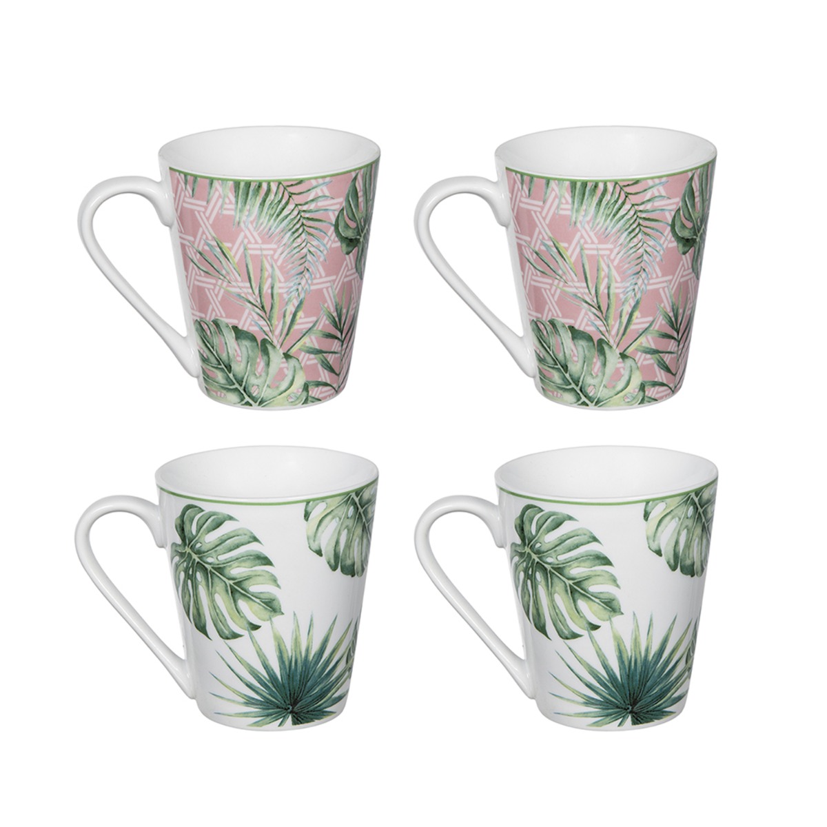 Artekko Tropical Πήλινες Κούπες με Πράσινα Φύλλα (12x8x10)cm 4pcs Artekko 60032