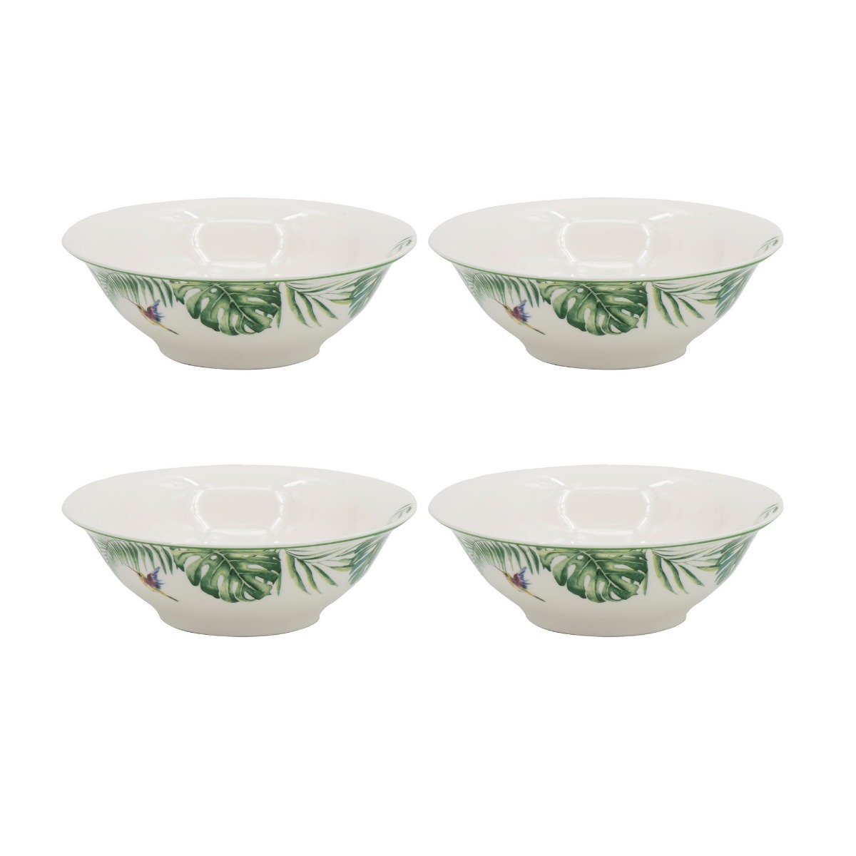 Artekko Tropical Πήλινα Μπολ με Πράσινα Σχέδια (15x15x4.1)cm 4pcs Artekko 60033