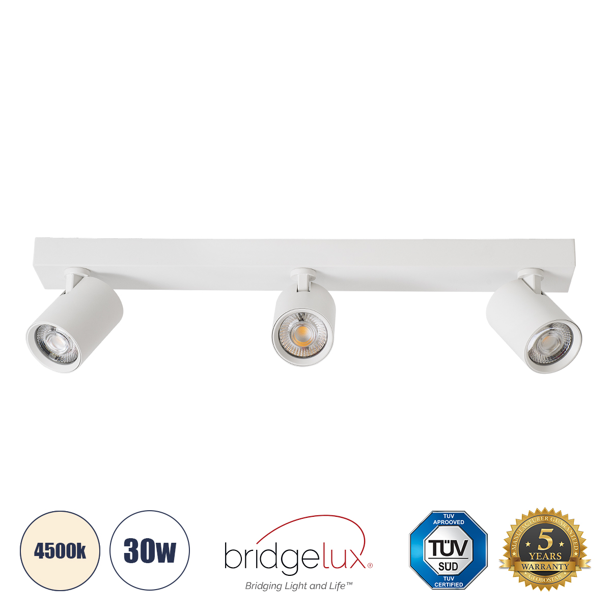 60349 GloboStar® GLOBOSTAR® LEONARDO 60349 Μοντέρνο Φωτιστικό Οροφής LED 30W 3600lm 60° AC 220-240V IP20 Φυσικό Λευκό 4500K - Bridgelux COB - Λευκό - Μ52 x Π7 x Υ11.8cm - 5 Χρόνια Εγγύηση