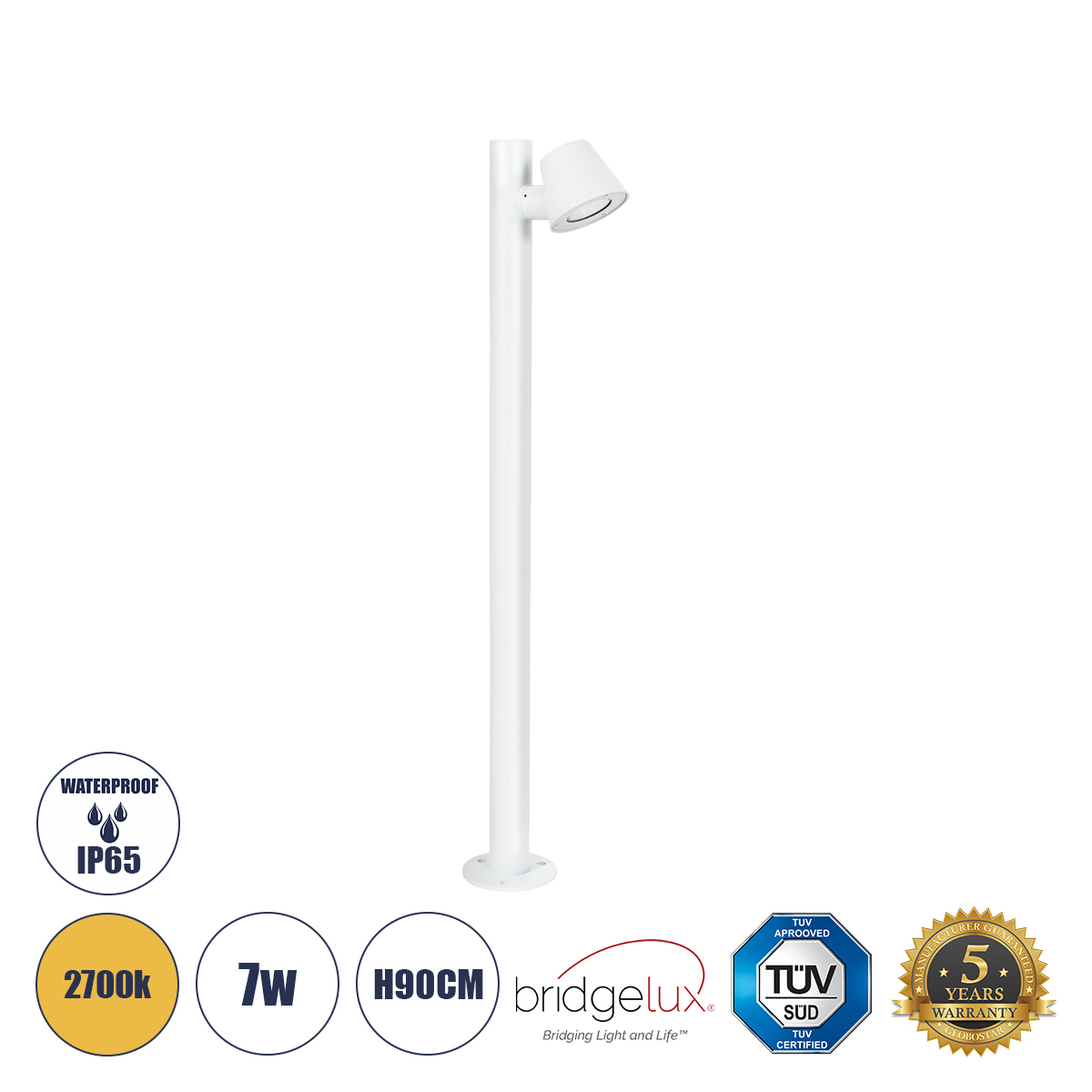 60506 GloboStar® GARDENIA 60506 Φωτιστικό Κήπου – Κολωνάκι Αρχιτεκτονικού Φωτισμού Εξωτερικού Χώρου LED 7W 700lm 60° AC220-240V Αδιάβροχο IP65 – Σώμα Αλουμινίου & Tempered Glass – Μ12 x Π18 x Υ90cm – Θερμό Λευκό 2700K – Λευκό – Bridgelux Chip – 5 Years W 60506 GloboStar® GARDENIA 60506 Φωτιστικό Κήπου – Κολωνάκι Αρχιτεκτονικού Φωτισμού Εξωτερικού Χώρου LED 7W 700lm 60° AC220-240V Αδιάβροχο IP65 – Σώμα Αλουμινίου & Tempered Glass – Μ12 x Π18 x Υ90cm – Θερμό Λευκό 2700K – Λευκό – Bridgelux Chip – 5 Years W