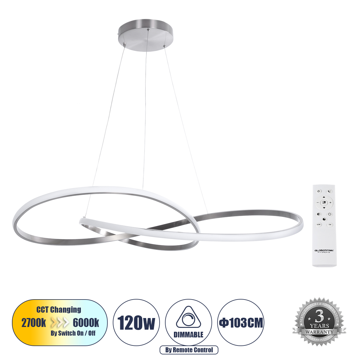 60919 GloboStar® GLOBOSTAR® DEXTER 60919 Μοντέρνο Κρεμαστό Φωτιστικό Οροφής LED 120W 13440lm 300° AC 220-240V IP20 Ρυθμιζόμενο Λευκό CCT με Χειριστήριο από 2700K έως 6000K Dimmable – Lumileds SMD Chip – Νίκελ Βούρτσας – Μ103 x Π103 x Υ30cm – 3 Χρόνια Εγγύ 60919 GloboStar® GLOBOSTAR® DEXTER 60919 Μοντέρνο Κρεμαστό Φωτιστικό Οροφής LED 120W 13440lm 300° AC 220-240V IP20 Ρυθμιζόμενο Λευκό CCT με Χειριστήριο από 2700K έως 6000K Dimmable – Lumileds SMD Chip – Νίκελ Βούρτσας – Μ103 x Π103 x Υ30cm – 3 Χρόνια Εγγύ