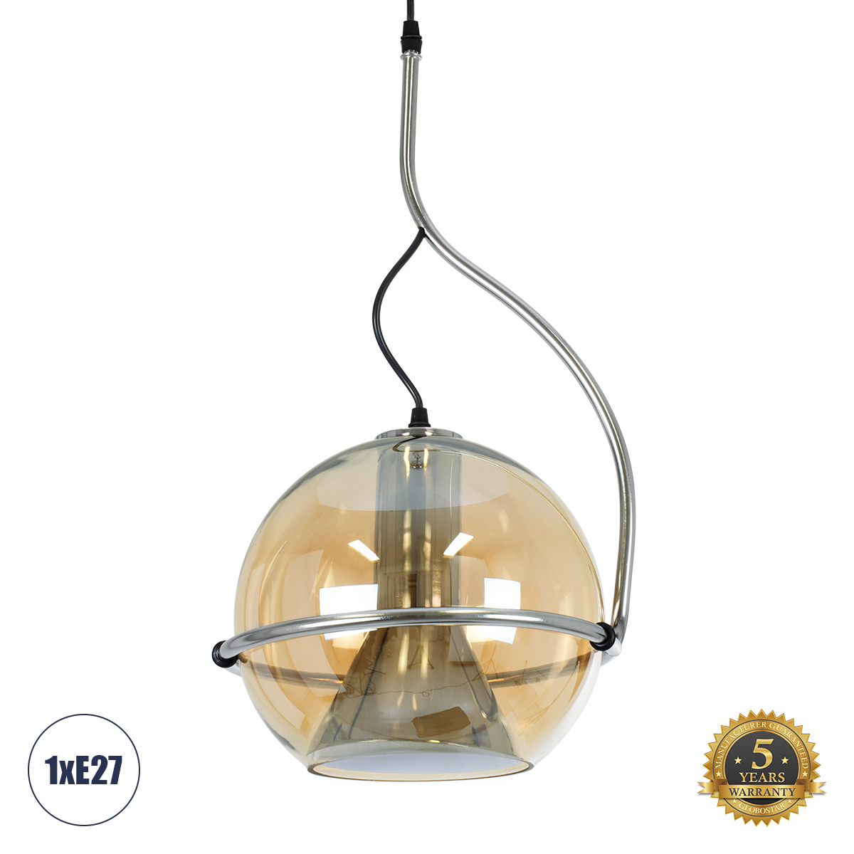 60927 GloboStar® GLASSO 60927 Μοντέρνο Κρεμαστό Φωτιστικό Μπάλα Μονόφωτο 1 x E27 IP20 Μελί Γυαλί με Ασημί Μέταλλο – Μ27 x Π27 x Υ52cm 60927 GloboStar® GLASSO 60927 Μοντέρνο Κρεμαστό Φωτιστικό Μπάλα Μονόφωτο 1 x E27 IP20 Μελί Γυαλί με Ασημί Μέταλλο – Μ27 x Π27 x Υ52cm