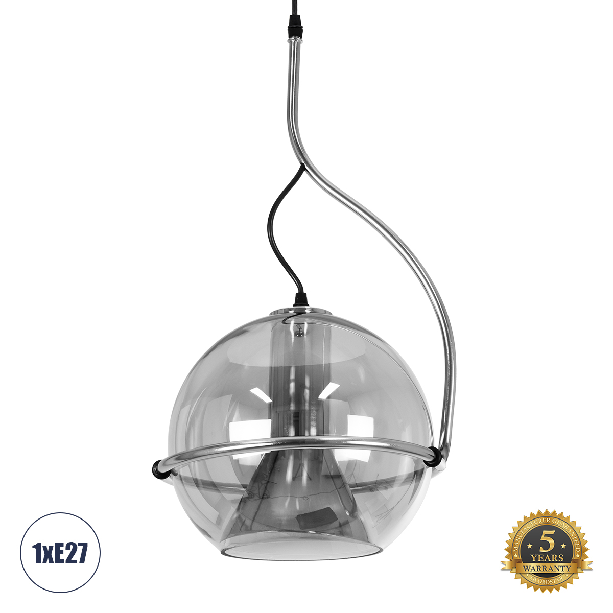 60928 GloboStar® GLASSO 60928 Μοντέρνο Κρεμαστό Φωτιστικό Μπάλα Μονόφωτο 1 x E27 IP20 Ασημί Γυαλί με Ασημί Μέταλλο – Μ27 x Π27 x Υ52cm 60928 GloboStar® GLASSO 60928 Μοντέρνο Κρεμαστό Φωτιστικό Μπάλα Μονόφωτο 1 x E27 IP20 Ασημί Γυαλί με Ασημί Μέταλλο – Μ27 x Π27 x Υ52cm