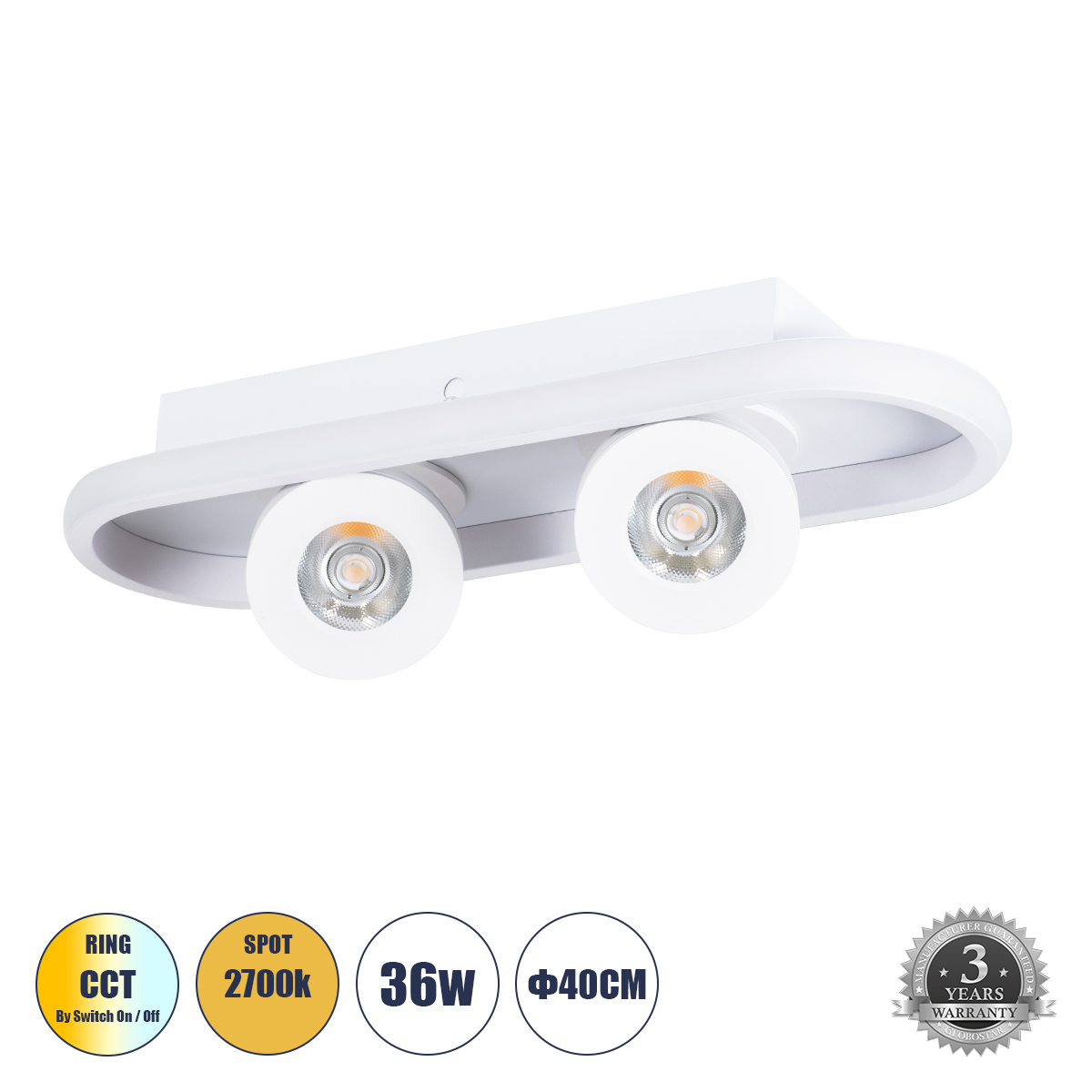 61213 GloboStar® NESPO 61213 Φωτιστικό Οροφής Linear Design LED CCT με Κινούμενα Σποτ LED Spot Downlight 36W 4032lm 360° & 45° AC 220-240V – Εναλλαγή Φωτισμού μέσω Διακόπτη On/Off All In One Ψυχρό 6000k+Φυσικό 4500k+Θερμό 2700k Μ40 x Π13 x Υ6.5cm – Λευκό 61213 GloboStar® NESPO 61213 Φωτιστικό Οροφής Linear Design LED CCT με Κινούμενα Σποτ LED Spot Downlight 36W 4032lm 360° & 45° AC 220-240V – Εναλλαγή Φωτισμού μέσω Διακόπτη On/Off All In One Ψυχρό 6000k+Φυσικό 4500k+Θερμό 2700k Μ40 x Π13 x Υ6.5cm – Λευκό