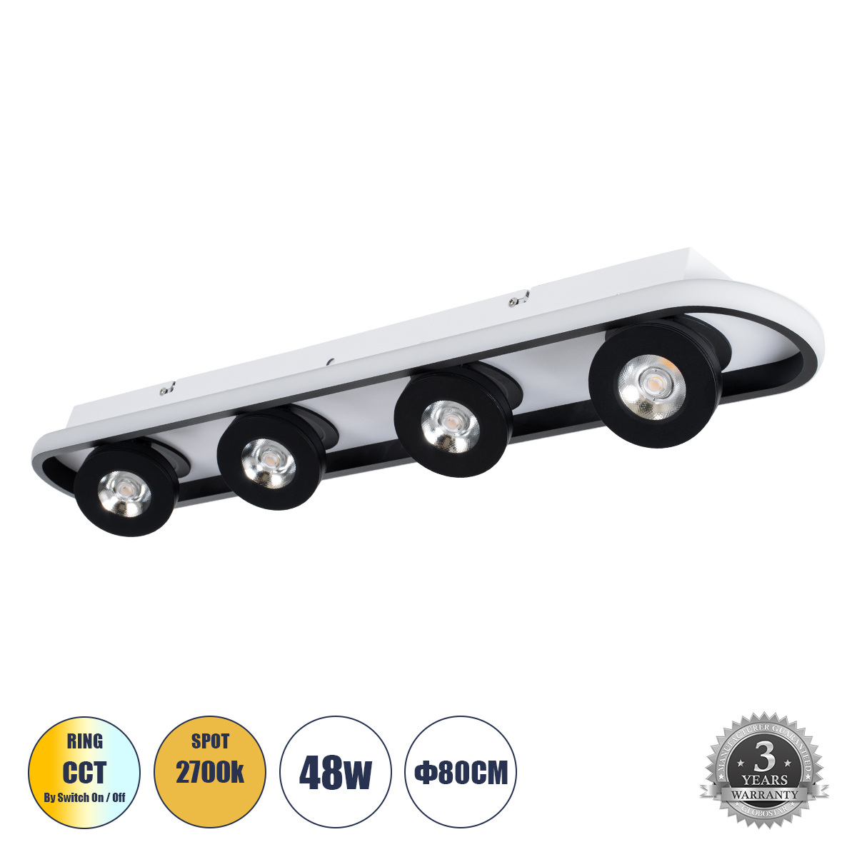 61214 GloboStar® NESPO 61214 Φωτιστικό Οροφής Linear Design LED CCT με Κινούμενα Σποτ LED Spot Downlight 48W 5376lm 360° & 45° AC 220-240V – Εναλλαγή Φωτισμού μέσω Διακόπτη On/Off All In One Ψυχρό 6000k+Φυσικό 4500k+Θερμό 2700k Μ80 x Π13 x Υ6.5cm – Μαύρο 61214 GloboStar® NESPO 61214 Φωτιστικό Οροφής Linear Design LED CCT με Κινούμενα Σποτ LED Spot Downlight 48W 5376lm 360° & 45° AC 220-240V – Εναλλαγή Φωτισμού μέσω Διακόπτη On/Off All In One Ψυχρό 6000k+Φυσικό 4500k+Θερμό 2700k Μ80 x Π13 x Υ6.5cm – Μαύρο