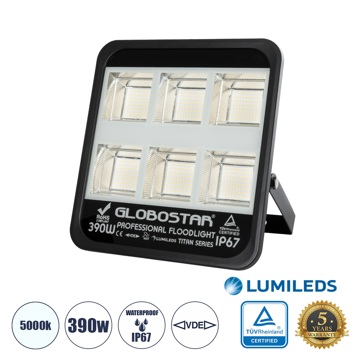 61435 GloboStar® TITAN 61435 Επαγγελματικός Προβολέας για Γήπεδα Tennis & Ποδοσφαίρου 5×5 LED 390W 48750lm 60°x90° FishEye AC 220-240V – Αδιάβροχος IP67 – Μ32 x Π8 x Υ35cm – Μαύρο – Φυσικό Λευκό 5000K – LUMILEDS Chips – TÜV Rheinland Certified – 5 Χρόνια 61435 GloboStar® TITAN 61435 Επαγγελματικός Προβολέας για Γήπεδα Tennis & Ποδοσφαίρου 5×5 LED 390W 48750lm 60°x90° FishEye AC 220-240V – Αδιάβροχος IP67 – Μ32 x Π8 x Υ35cm – Μαύρο – Φυσικό Λευκό 5000K – LUMILEDS Chips – TÜV Rheinland Certified – 5 Χρόνια