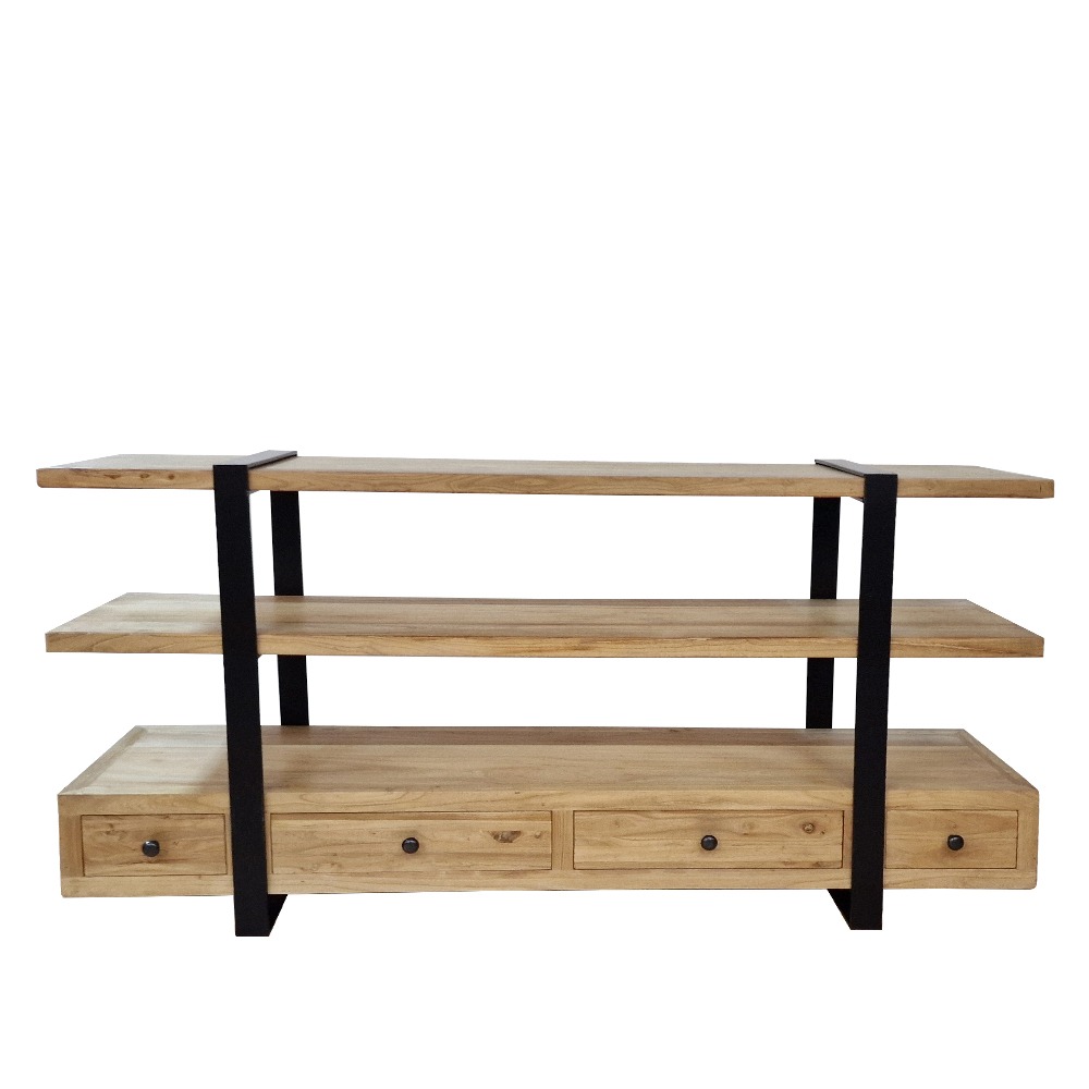 Artekko Deus Μασίφ Ξύλινη Ραφιέρα σε Ανοιχτή Φυσική Απόχρωση (180x45x90)cm Artekko 617-0274-A