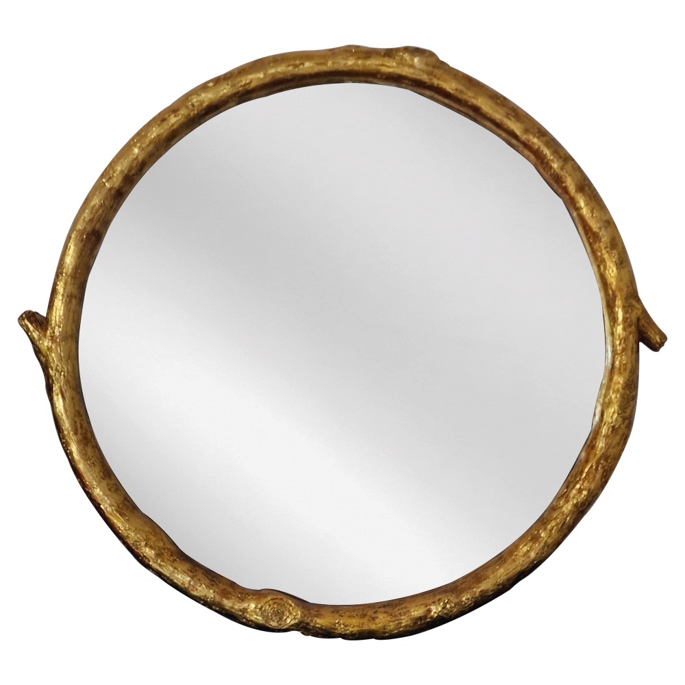 Artekko Dia Χρυσός Ξύλινος Στρογγυλός Καθρέπτης Τοίχου (88x4x80)cm Artekko 661-2021-GOLD