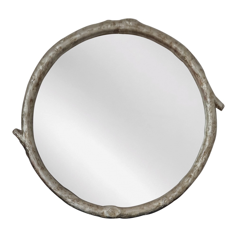 Artekko Dia Ασημί Ξύλινος Στρογγυλός Καθρέπτης Τοίχου (88x4x80)cm Artekko 661-2021-SILVER