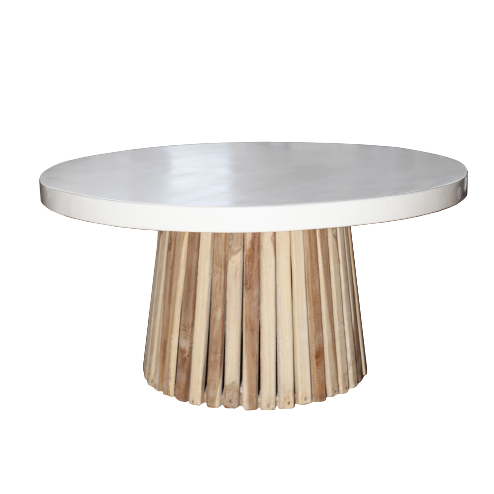 Artekko Solid Ξύλινο Τραπέζι Σαλονιού σε Φυσικό Χρώμα με Λευκή Επιφάνεια Terrazzo (90x90x46)cm Artekko 667-4043