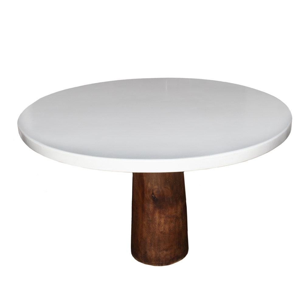 Artekko Solid Καφέ Ξύλινη Τραπεζαρία με Λευκή Επιφάνεια Terrazzo (120x120x75)cm Artekko 667-4045