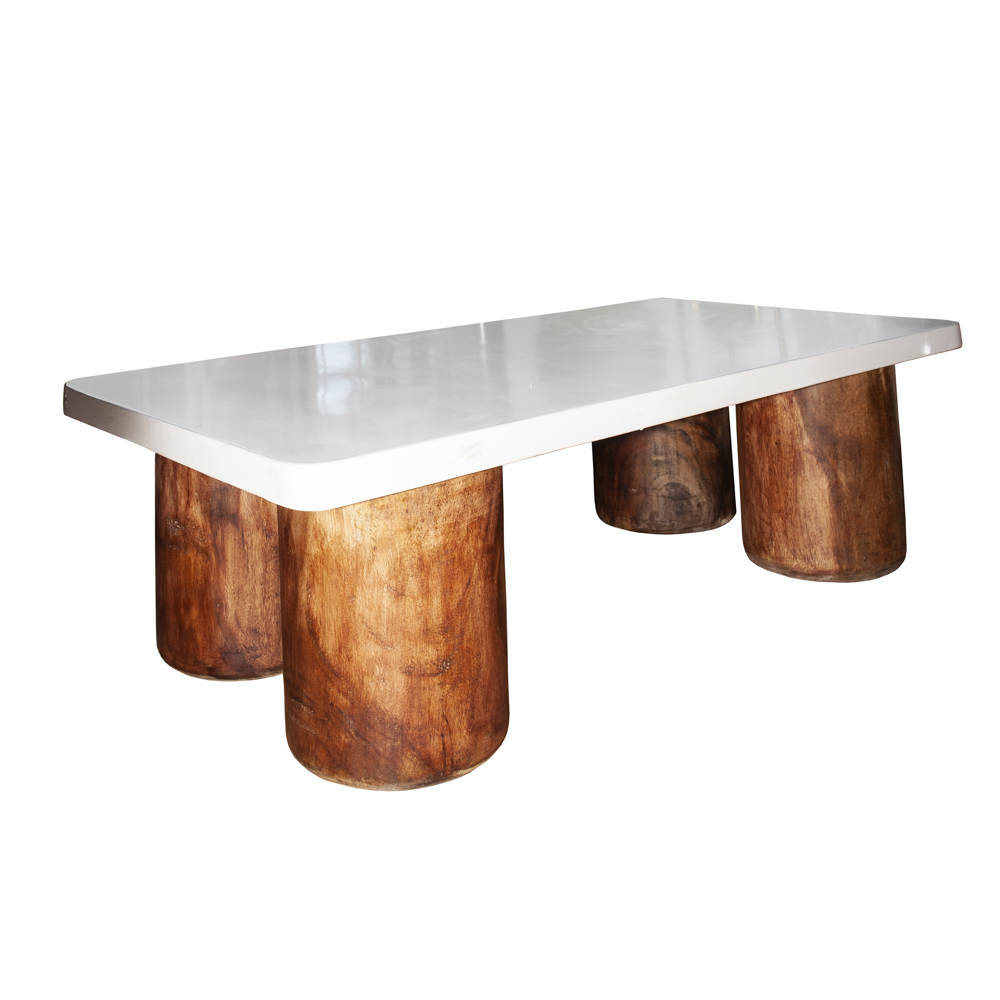 Artekko Solid Καφέ Ξύλινο Τραπέζι Σαλονιού με Λευκή Επιφάνεια Terrazzo (150x80x45)cm Artekko 667-4047