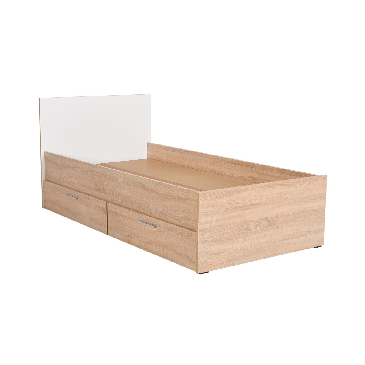 ΚΡΕΒΑΤΙ ΗΜΙΔΙΠΛΟ 195x100x85 εκ  ΜΕ 2 ΣΥΡΤΑΡΙΑ ΑΠΟΘΗΚΕΥΣΗΣ SONOMA -ΛΕΥΚΟ ΔΙΑΜΑΝΤΙ velco-691-0216-39