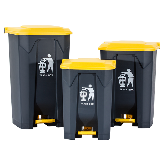 Κάδος απορριμάτων από πλαστικό σε μαύρο/κίτρινο χρώμα 100L 50x48x85 700-00772
