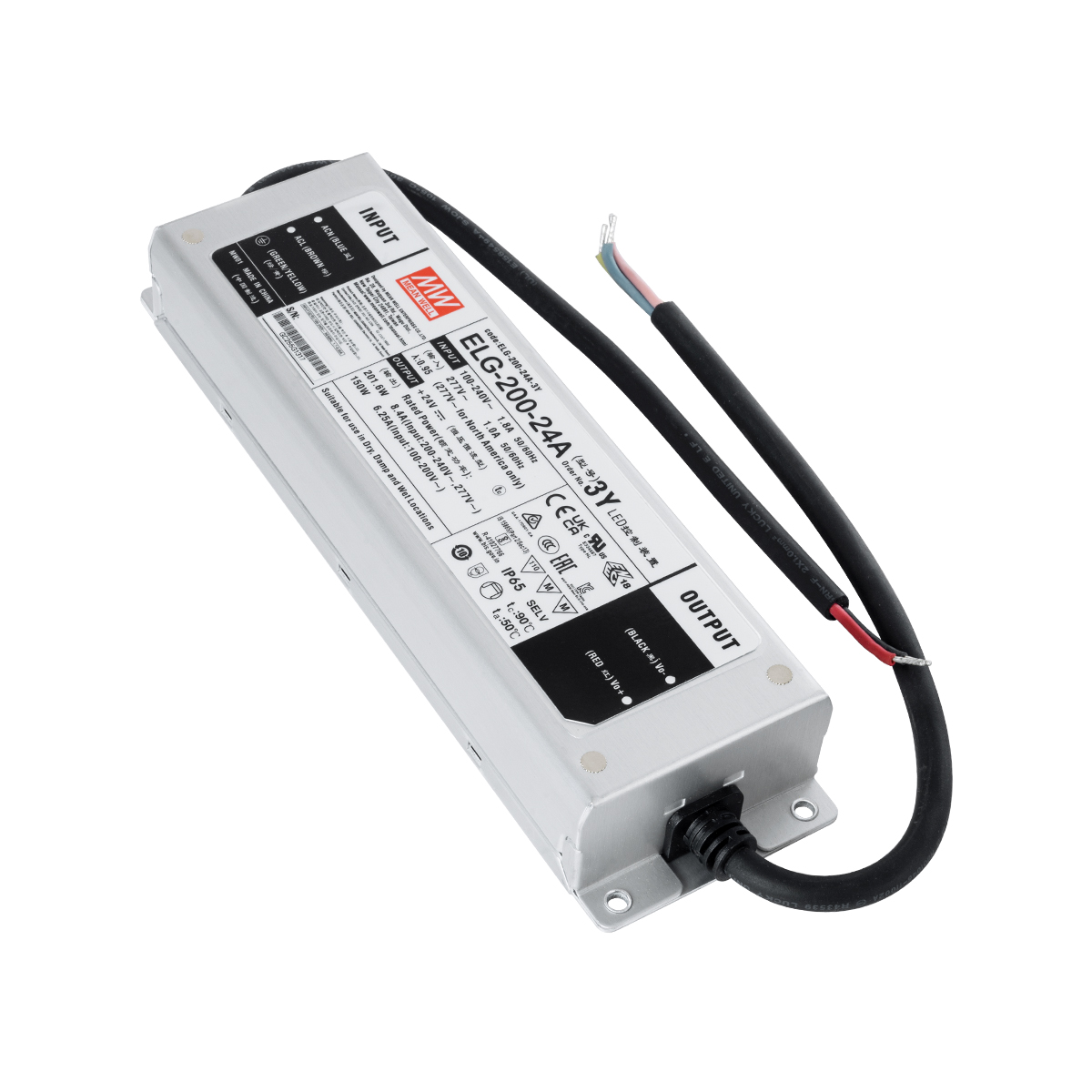 90789 GloboStar® GLOBOSTAR® MEANWELL-ELG200-24A 90789 Τροφοδοτικό/Μετασχηματιστής Class I SELV 200W 8.4A AC 220-240V σε DC 24V Αδιάβροχο IP65 - Ρυθμιζόμενo από DC 22.4V έως DC 25.6V - Ασημί - Μ24.4 x Π7.1 x Υ3.8cm - 3 Χρόνια Εγγύηση