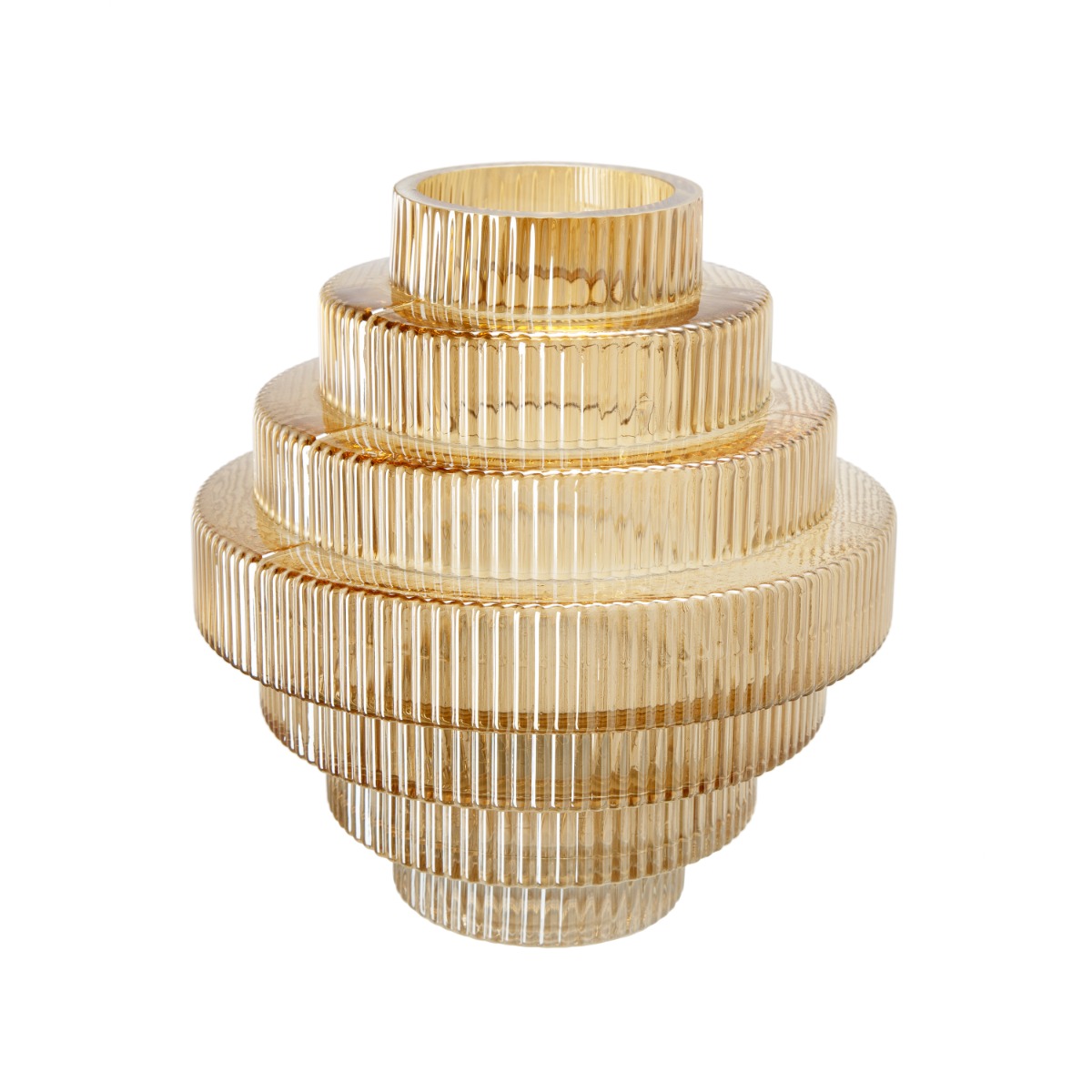 Artekko Fluted Κίτρινο Ημιδιάφανο Διακοσμητικό Βάζο με Ραβδώσεις (23x23x25)cm Artekko 70473-LUAM-DS-SA