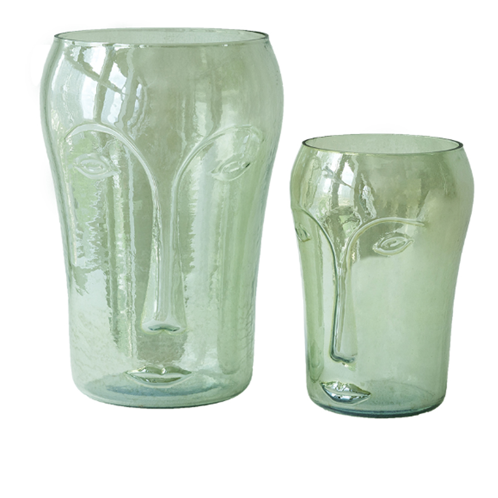 Artekko Face Μπεζ Γυάλινα Διακοσμητικά Βάζα (20x20x28)cm 2pcs Artekko 70607