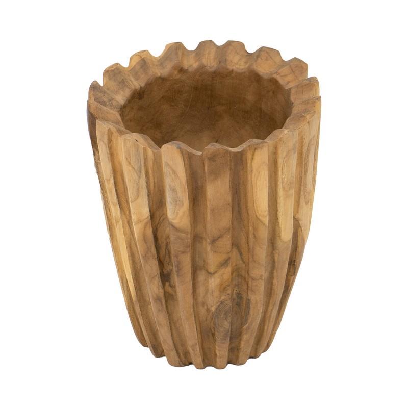 Artekko Woody Διακοσμητικό Βάζο από Ξύλο Teak Φυσική Απόχρωση (19x19x21)cm Artekko 70655