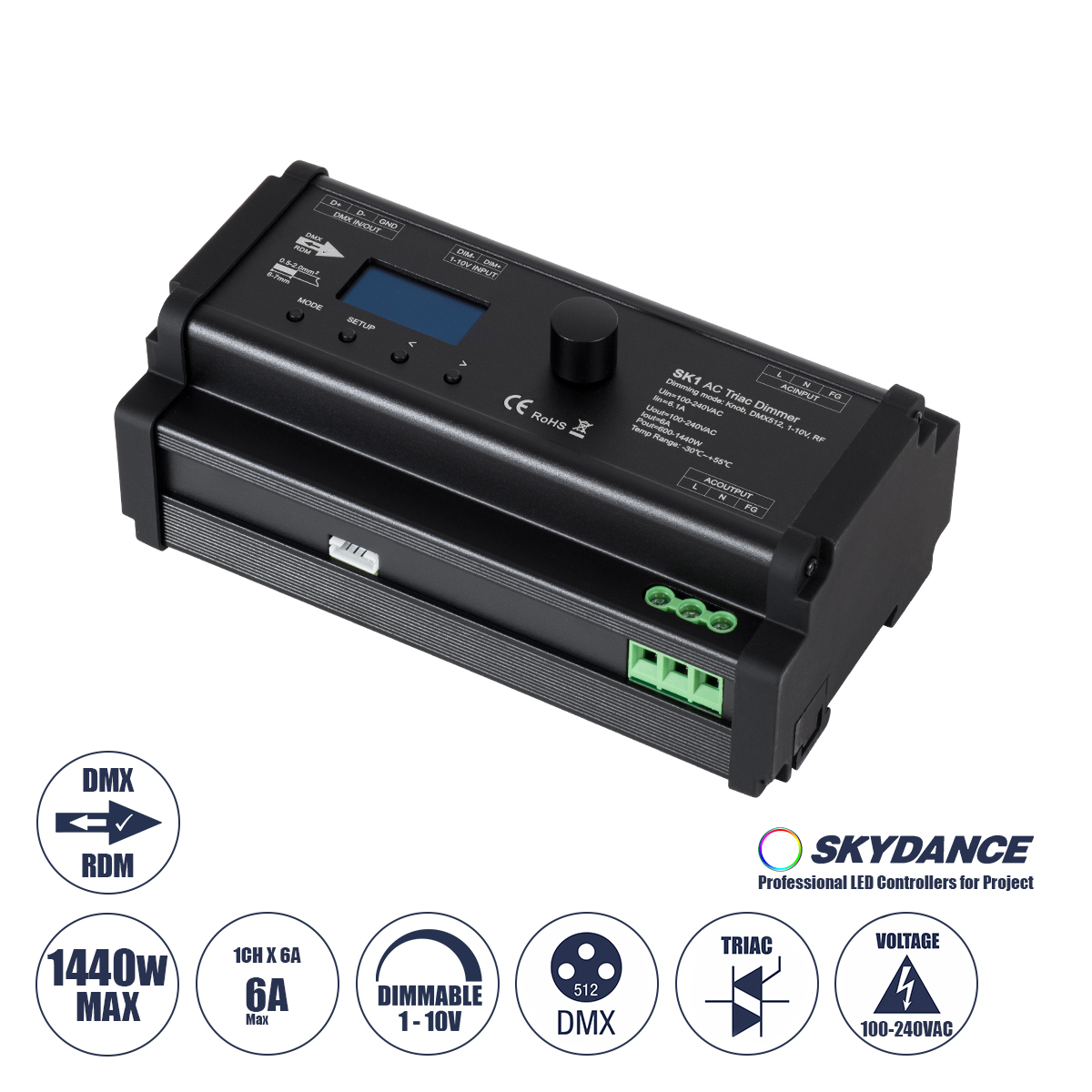 70674 GloboStar® 70674 SK1 SKYDANCE AC Triac DMX Dimmer Din Rail Ράγας 1 Καναλιού AC 100-240V 1 x 6A 1440W – Max 6A 1440W – IP20 DMX512 Μ16.8 x Π9.3 x Υ8cm – 5 Years Warranty 70674 GloboStar® 70674 SK1 SKYDANCE AC Triac DMX Dimmer Din Rail Ράγας 1 Καναλιού AC 100-240V 1 x 6A 1440W – Max 6A 1440W – IP20 DMX512 Μ16.8 x Π9.3 x Υ8cm – 5 Years Warranty