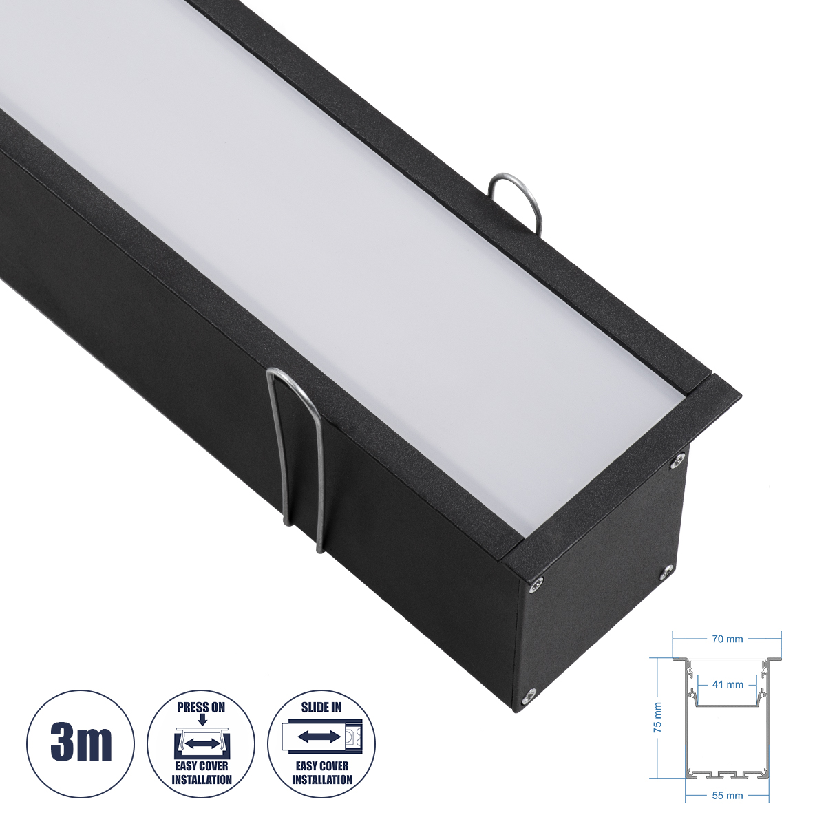 70818-3M GloboStar® RECESS-PROFILE 70818-3M Προφίλ Αλουμινίου – Βάση & Ψύκτρα Ταινίας LED με Λευκό Γαλακτερό Κάλυμμα – Χωνευτή Χρήση – Πατητό Κάλυμμα – Μαύρο – 3 Μέτρα – Μ300 x Π7.5 x Υ7cm 70818-3M GloboStar® RECESS-PROFILE 70818-3M Προφίλ Αλουμινίου – Βάση & Ψύκτρα Ταινίας LED με Λευκό Γαλακτερό Κάλυμμα – Χωνευτή Χρήση – Πατητό Κάλυμμα – Μαύρο – 3 Μέτρα – Μ300 x Π7.5 x Υ7cm