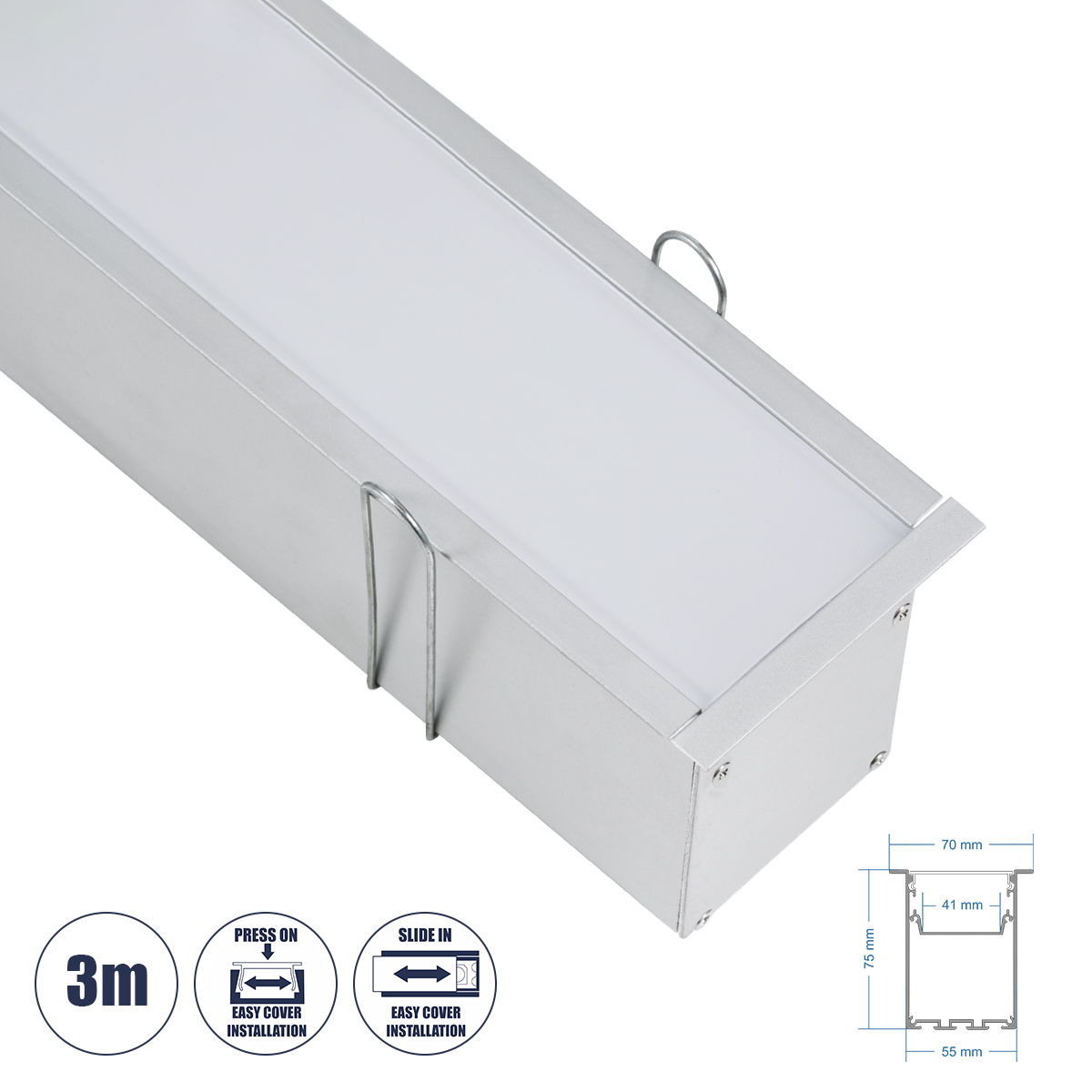 70829-3M GloboStar® RECESS-PROFILE 70829-3M Προφίλ Αλουμινίου – Βάση & Ψύκτρα Ταινίας LED με Λευκό Γαλακτερό Κάλυμμα – Χωνευτή Χρήση – Πατητό Κάλυμμα – Ασημί – 3 Μέτρα – Μ300 x Π7.5 x Υ7cm 70829-3M GloboStar® RECESS-PROFILE 70829-3M Προφίλ Αλουμινίου – Βάση & Ψύκτρα Ταινίας LED με Λευκό Γαλακτερό Κάλυμμα – Χωνευτή Χρήση – Πατητό Κάλυμμα – Ασημί – 3 Μέτρα – Μ300 x Π7.5 x Υ7cm