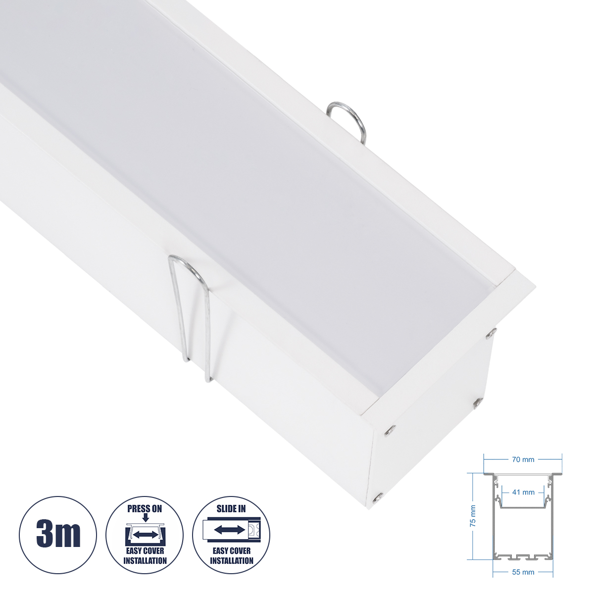 70833-3M GloboStar® RECESS-PROFILE 70833-3M Προφίλ Αλουμινίου – Βάση & Ψύκτρα Ταινίας LED με Λευκό Γαλακτερό Κάλυμμα – Χωνευτή Χρήση – Πατητό Κάλυμμα – Λευκό – 3 Μέτρα – Μ300 x Π7.5 x Υ7cm 70833-3M GloboStar® RECESS-PROFILE 70833-3M Προφίλ Αλουμινίου – Βάση & Ψύκτρα Ταινίας LED με Λευκό Γαλακτερό Κάλυμμα – Χωνευτή Χρήση – Πατητό Κάλυμμα – Λευκό – 3 Μέτρα – Μ300 x Π7.5 x Υ7cm